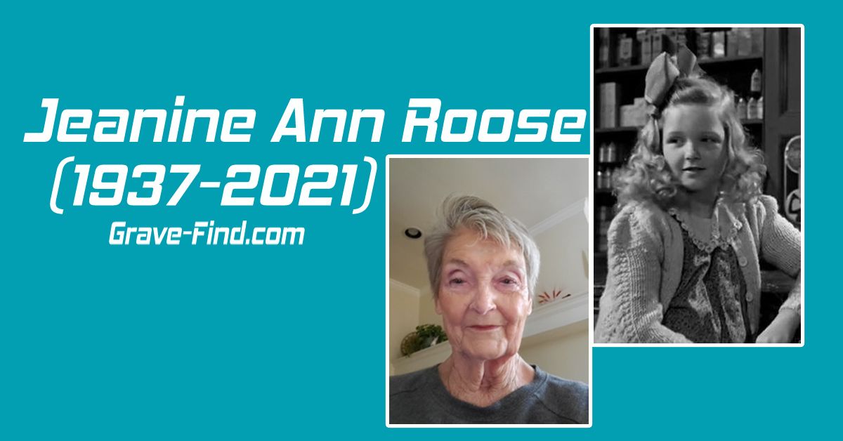 Jeanine Ann Roose (1937-2021) American Child Actress