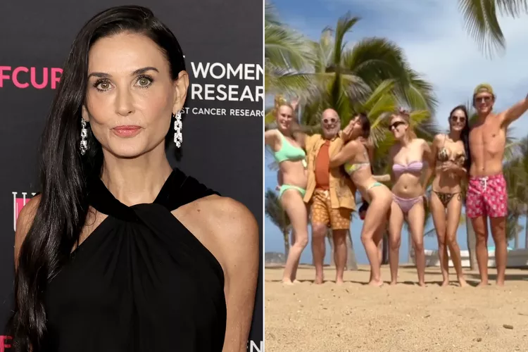 Demi Moore’s Stylish Beach Escapade with Family and Friends